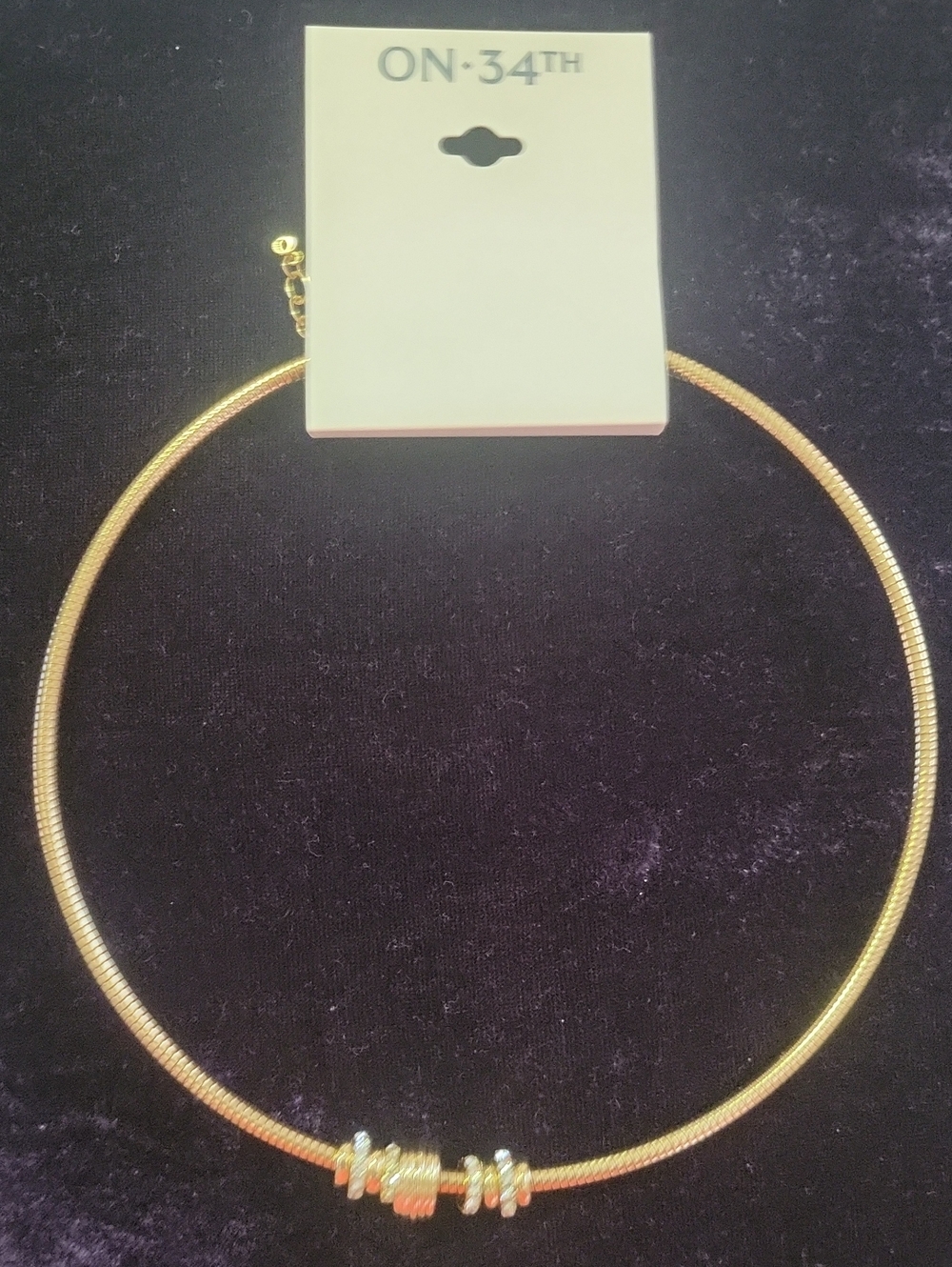 ON·34th Gold Tone Collar Necklace with Accent Beads